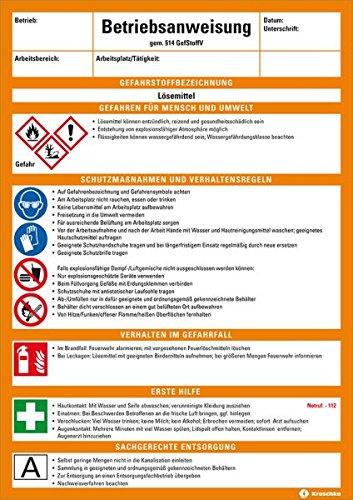 LEMAX® Betriebsanweisung für Lösemittel,CLP/GHS,Kunststoff,210x297mm