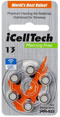 iCellTech Size 13 Hearing Aid Batteries 60 Batteries