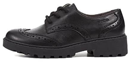Geox J Casey Girl N Leather, Zapatos Niñas, Negro, 37 EU