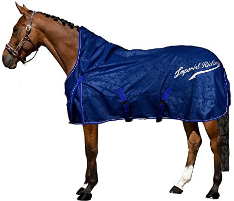 Imperial Riding Outdoordecke IRH Super-Dry 300 g, wasserdicht & atmungsaktiv, 600D Polyester 300 g Füllung, warme Winterdecke für Pferde, robust & pflegeleicht, Navy, 145