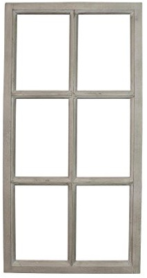 Posiwio Deko-Fensterrahmen Holz- Rahmen Fenster-Attrappe Holz grau Vintage
