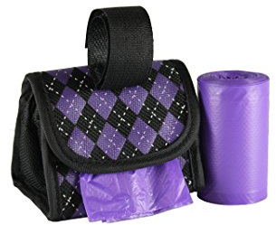 Five Star Pet Purse Style Dispenser with 2 Rolls Made in USA Easy Open Poop Bags Dog Waste Bags (Purple Black)