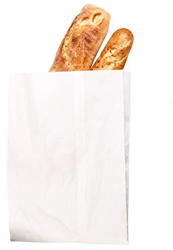 IMBALLAGGI 2000-200 Sacchetti Bianchi in Carta Kraft per Alimenti - 22x44 cm - Ideali per confezionare Pane e Generi Alimentari - Confezione da 200 buste di carta