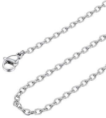 FOCALOOK Edelstahl Kette Damen 1mm/1.4mm/2mm/2.5mm Halskette für Anhänger | Kettenlänge: 35cm-75cm, 4 Farben: Silber/Gold/Schwarz/Rosegold, Kann einzeln oder mit Anhänger getragen werden