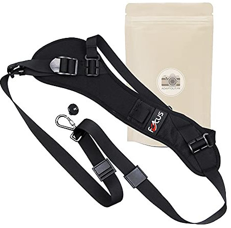 Sangle Focus avec Attache de Sécurité Courroie pour Appareil Photo Reflex DSLR Compatible Toutes Marques Dragonne - Adaptout Marque Française