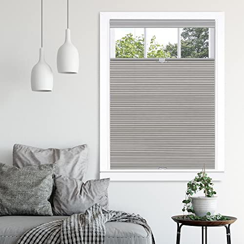 Cordless Room Darkening Cellular Pleated Window Shades - 35 Inch Width, 64 Inch Length - Dove Grey - Light Filtering Top-Down Honeycomb Pull Down Blinds for Windows and Skylights by Achim Home Decor