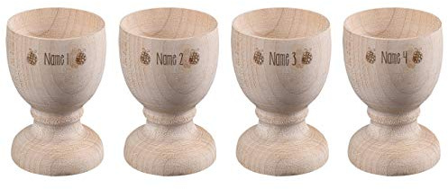 Herz & Heim® 4er Set Eierbecher mit Namensgravur/Geschenkidee mit Ostereiern