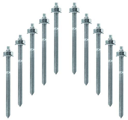 Isolbau Ankerstangen - Gewindestange M12 x 160 mm - Verbundanker verzinkt mit Mutter & Unterlegscheibe - 10 Stück