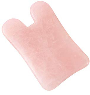 Rosenquarz Gua Sha-Schaber, Gesichtsmassage, chinesisches Schabwerkzeug, Zubehör für Salons und Spas，Rosa,1