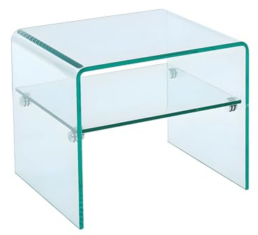 Vente-unique - Table de Chevet - 1 Niche - Verre trempé - STILEOS