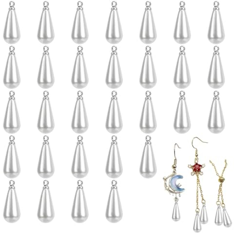 Hapivida Wassertropfen Anhänger, Elegante Harz Perlen Charms für DIY Schmuckherstellung, 7x18mm, 30 Stück, Harz, Schmuckzubehör for Frauen und Mädchen