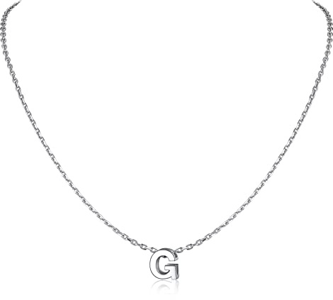 SILVERCUTE Initial Necklaces Silver Letter G Pendant Necklace Choker For Girls Women