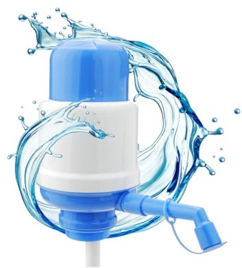 NK Dispensador de Agua Universal - Dosificador Manual para Garrafas, Botellones, Barriles - Compatible para Botellas de 2,4,6,8,10 y 12L, con Adaptador de 3,8 y 4,8 cm - Blanco y Azul