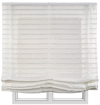 STORESDECO Raffrollo mit Stangen 175H x 90B - Waschbares Faltrollo zum Bohren inkl. Montagematerial - Lichtdurchlässige Roman Blinds mit Kindersicherung für Fenster & Türen - Gardinen Rollo Küche