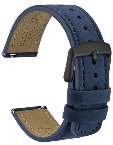 WOCCI Retro Uhrenarmbänder, Nubukleder, Ersatzarmbänder mit Schnellverschluss, Edelstahlschließe, Bandbreite 18mm 20mm 22mm