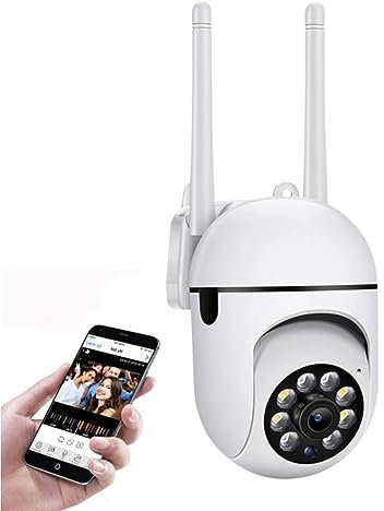 Telecamera di Sicurezza Wireless per Esterni, Mini PTZ Wifi IP Cam Telecamera di Sorveglianza Domestica per Interni, Telecamera Panoramica Inclinabile a 360° con Visione Notturna