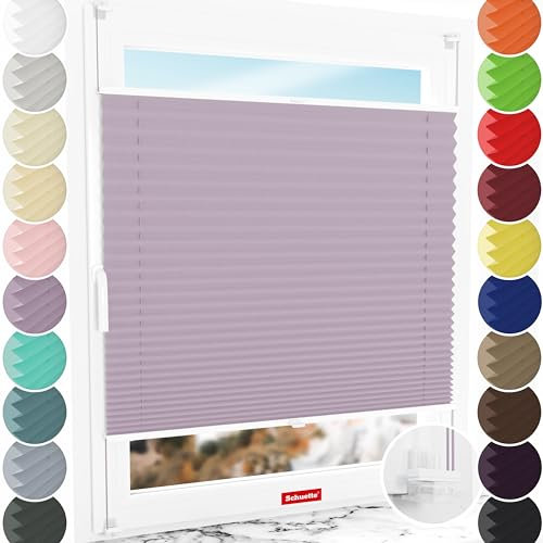 Schuette® Plissee ohne Bohren ● Thermo Kollektion: Pastel Grape (lila) ● 70x150cm (Breite x Höhe) ● Suprafix Faltrollo Klemmfix 2.0 Rollo ● 60 Sekunden Plisseerollo Montage inkl. Video