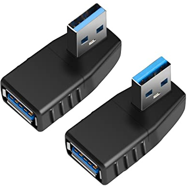 HSP-HSWITI Super Speed USB 3.0 Adapter, Vertical 90 Degree Male to Female Coupler Extender Connector Plug Left and Right Angle(2Pcs)