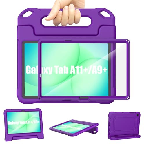 TrendGate Kids Case for Samsung Galaxy Tab A11/A9 Plus 2025/2023 - Purple | Lightweight, Shockproof, Soft, EVA, with Screen Protector and Dual Angle Handle Stand, Full/Drop Protection, Kid-proof