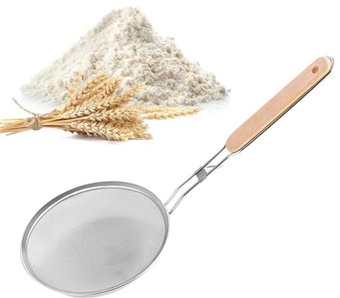Yianyal Écumoir en acier inoxydable - Passoire à mailles fines - Passoire en acier inoxydable avec long manche - Écumoire pour légumes, café, farine, sucre, poudre de cacao