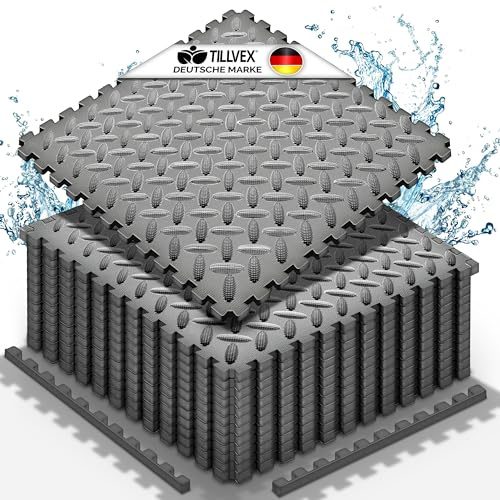 tillvex® Pool Unterlage 24 Stück - 38,5x38,5cm | Poolmatte Bodenmatte weich | Unterlegmatte Outdoor | Poolunterlage Bodenschutzmatte wärmeisolierend | Whirlpool Matte Bodenfolie Planschbecken steckbar