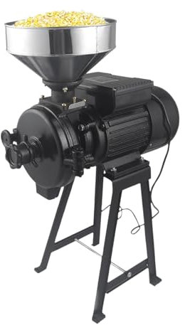 Macinino elettrico per cereali, 1500 W, motore commerciale, 220 V, smerigliatrice a secco, con imbuto, macinino per farina, mais, orzo, grano