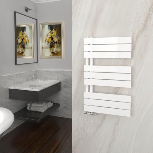 GY Bath Badheizkörper 845x500mm, Weiß Handtuchhalter Heizkörper Flach, Handtuchheizkörper mit Seitenanschluss Handtuchwärmer Handtuchtrockner