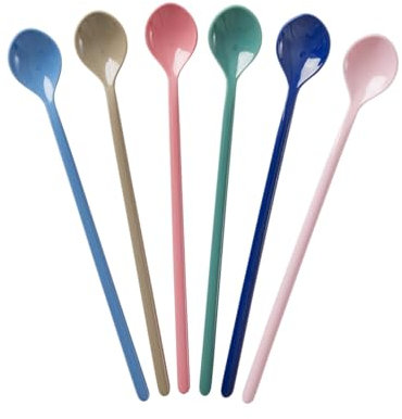 ReWu Rice - Juego de 6 cucharas de melamina para latte, irrompibles, para camping, vajilla de melamina, para niños, cucharas de postre, irrompibles, sin BPA