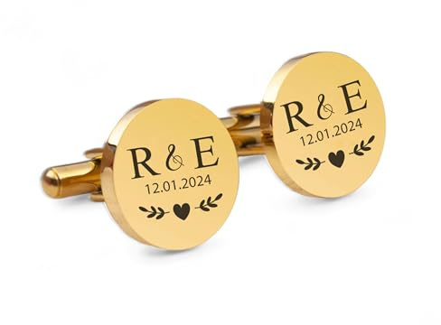 2 Manschettenknöpfe mit Gravur in silber für Männer eckig, personalisiertes Geschenk mit Initialien, silberner Schmuck für Herren, als Hochzeitsgeschenk, zum Jahrestag, zum Hochzeitstag
