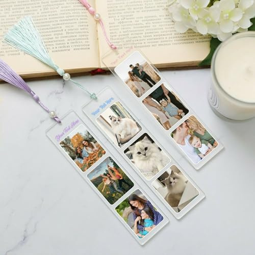Drawelry Personalisiert Lesezeichen mit Namen Geburtsblume Gravur Bunte Quaste Anhänger Lesezeichen Individuelle Acrylglas Bookmarks für Frauen Mädchen Kinder Valentinstag Geburtstags Geschenke (C2)