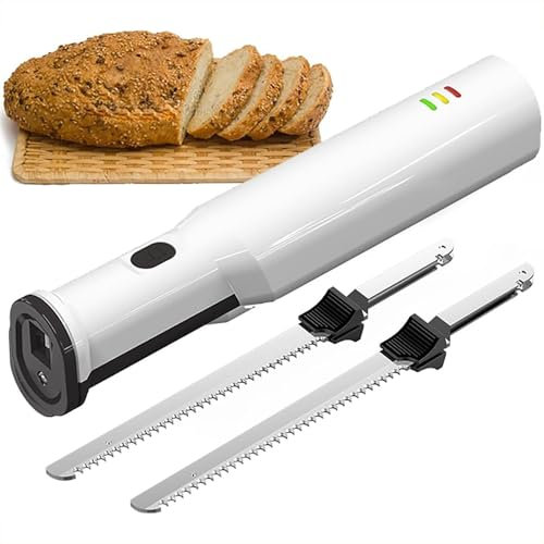 ERICAT Coltello Elettrico da Intaglio, Affettatrice a Batteria, Taglia Efficacemente La Carne E velocità a Vuoto di 3000 Giri/min, Protezione dallo Spegnimento Automatico, per Carne E Pane