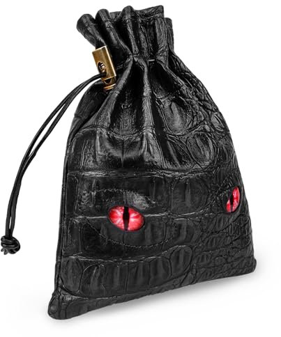 Byhoo Dice Bag of DND Can Cover 6 Dice Sets, Glow in The Dark Eyes D and D Dice Storage Pouch, Purple Dragon Leather Coins Bag for Fantasy Dragons and Dungeons Games Accessories, Drawstring Dice Pouch