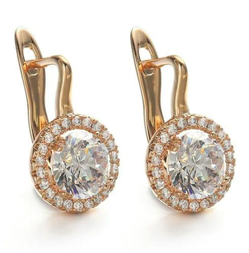 Hübsche 18 Karat Gelbgold vergoldete Tropfenohrringe für Damen mit Zirkonia, EIN Paar-Gold