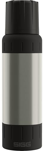SIGG – Isolierte Trinkflasche – Thermosflasche Alpine Star Brushed, mit Becher – 27 St. Heiß, 100 St. Kalt – Kompakt & Robust – Auslaufsicher – BPA-frei – Outdoor, Camping & Wandern – 1L
