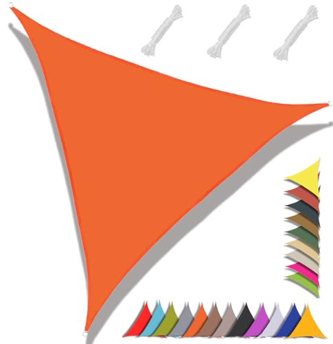 MAJINGC Voile D'ombrage Triangulaire 3x3x3m Toile d'ombrage Protection Solaire Protection UV 95% Résistant À l'eau pour Jardin terrasse Piscine(Orange)