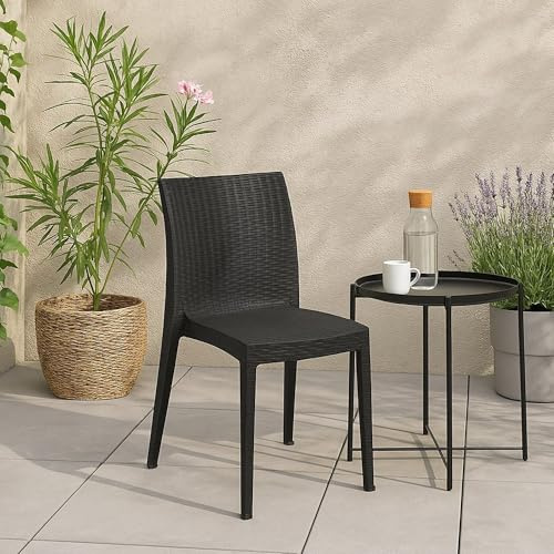 Dmora - Sedia da Esterno Fiano, Sedia Outdoor salvaspazio, Impilabile e Leggera, Perfetta per Giardini e verande, Made in Italy, 42x48 h81 cm, Antracite