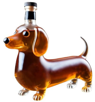 Qkbuza Bouteilles de liqueur – Bouteille en verre à whisky amusante en forme de teckel, statue d'animal, carafe à décanter, étagère distributeur de vin ornement pour salle à manger, restaurant, bar