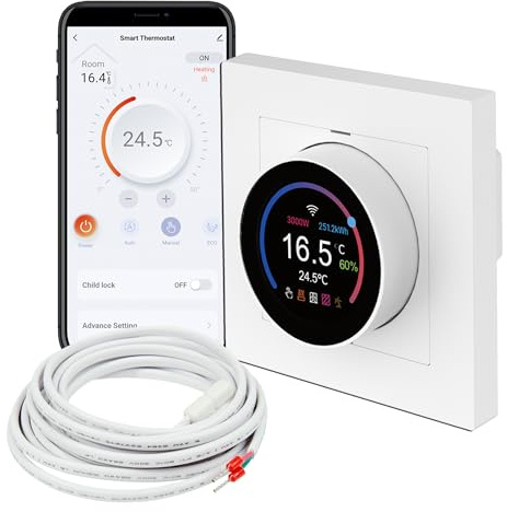 Mi-Heat TH11 WiFi Smart Room Thermostat Blanco - para calefacción por Suelo Radiante Regulador de Temperatura Termostato Tuya App