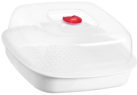ROMISBABA Vaporera para Microondas Profesional Recipiente para Arroz y Pescado Soporte de Cocina para Vapor Diseño Sola Fácil de Limpiar y Uso Práctico