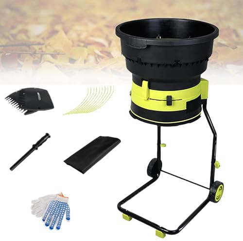 LwiftGal Broyeur De Feuilles De Jardin avec Roues Et Sac De Rangement, Broyeur De Feuilles éLectrique, Broyeur De Compost 2500 W, 8000 TR/Min, pour Le Nettoyage du Jardin Standardconfiguration