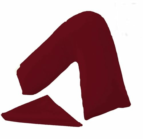 NIMORA V Shaped Pillow with Pillowcase – Cushion for Back & Neck Support – Polycotton Pregnancy & Nursing Pillow (Maroon, Pillowcase + Cushion)