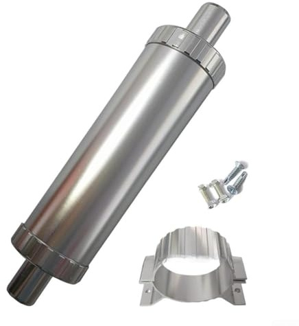Rackumic Edelstahl-Auspuff-Schalldämpfer, 24 mm Außendurchmesser, Geräuschreduzierung, Upgrade für Diesel-Standheizung, inklusive Halterung und Schrauben, gerades Trommeldesign