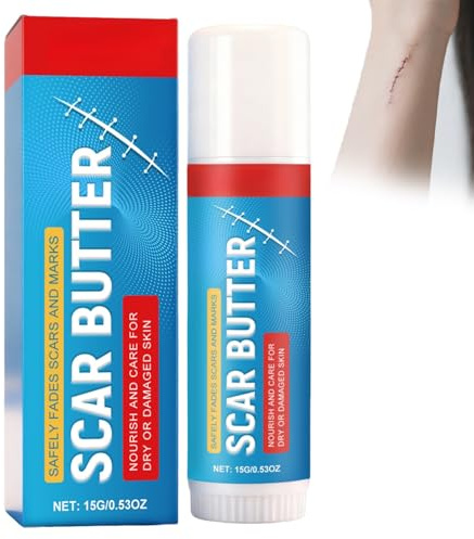 Ärr, naturligt ärrsmör med E-vitamin och kokosolja, avancerad ärrkräm för alla gamla och nya ärr, kejsarsnitt, aknenärr, minskar synligheten av ärr/n, 15 g