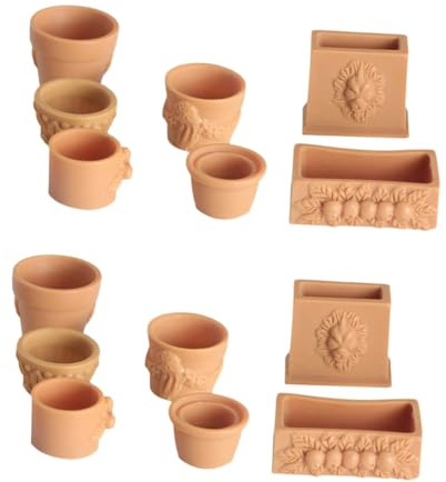 CORHAD 14pcs Miniature Flowerpots Dollhouse Accessories Small House Decoration Mini Plant Pots for DIY Dollhouse Decor and Miniature Scene Crafting