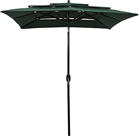 Generico Ombrellone a 3 Livelli con Palo in Alluminio Verde 2x2 m,Ombrelloni e Parasole