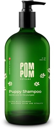 PomPom Petcare Welpenshampoo parfümfrei – Shampoo für Welpen, 240 ml | Nur acht Inhaltsstoffe · ohne Farbstoffe, ohne Silikone, ohne Alkohol · parabenfrei · pH-abgestimmt · aus Dänemark