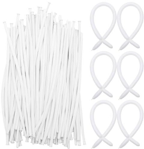 Genérico Resistentes Globos Largos de Látex Blancos 200 para Modelar Flores y Animales y Creativos para Decoración en Fiestas y Jardines