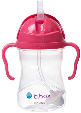 b.box Tazza con Cannuccia | Bicchiere con Cannuccia Bambino | Coperchio Scorrevole, Cannuccia Ponderata, Antigoccia e Ergonomica | Senza BPA, Lavabile in Lavastoviglie | 6+m | 240 ml