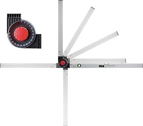 Équerre de construction en aluminium - Longueur : 100/150 cm - Avec niveau à bulle BMI - Mesure 0-180°