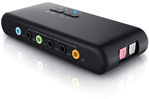 CSL - USB 7.1 Carte Son Externe 8 canaux - 7.1 canaux boîtier sonore USB - Dynamic 3D Surround Sound - Enregistrement et Transmission simultanés - appareils Audio analogiques et numériques - Noir